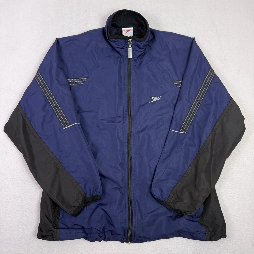 Vintage‎ Speedo Sport Systems Men's Large Blue Black Windbreaker Jacket 90s